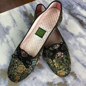 Vintage Daniel Green Floral Brocade Comfy Slip On Slippers